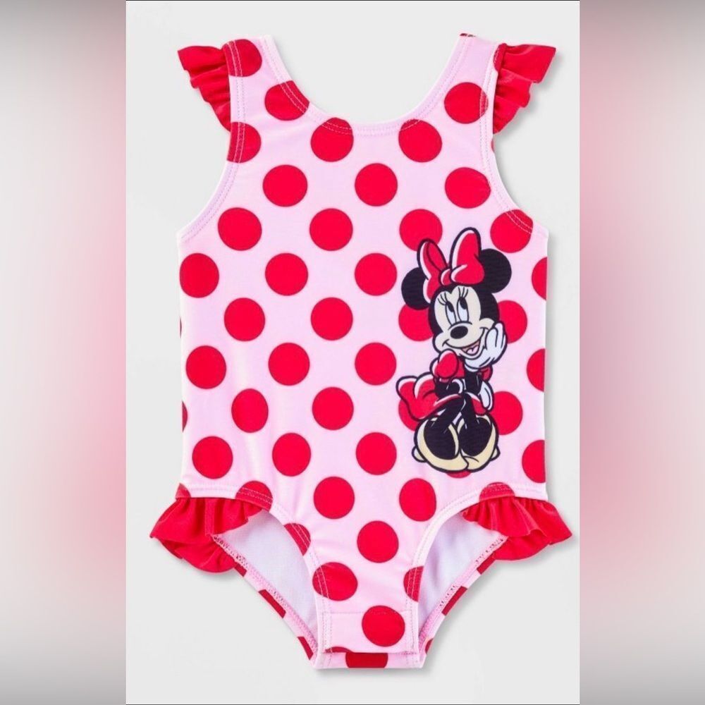 Minnie Mouse Disney Polka Dot Swimsuit Baby 3 Months NWT UPF 50